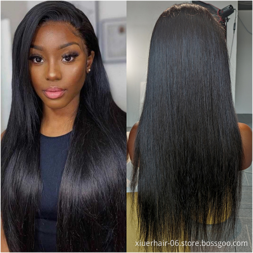 Natural Color Straight Wave Full Cuticle Aligned Unprocessed Indian 13*4 Lace Frontal Human Hair Wigs